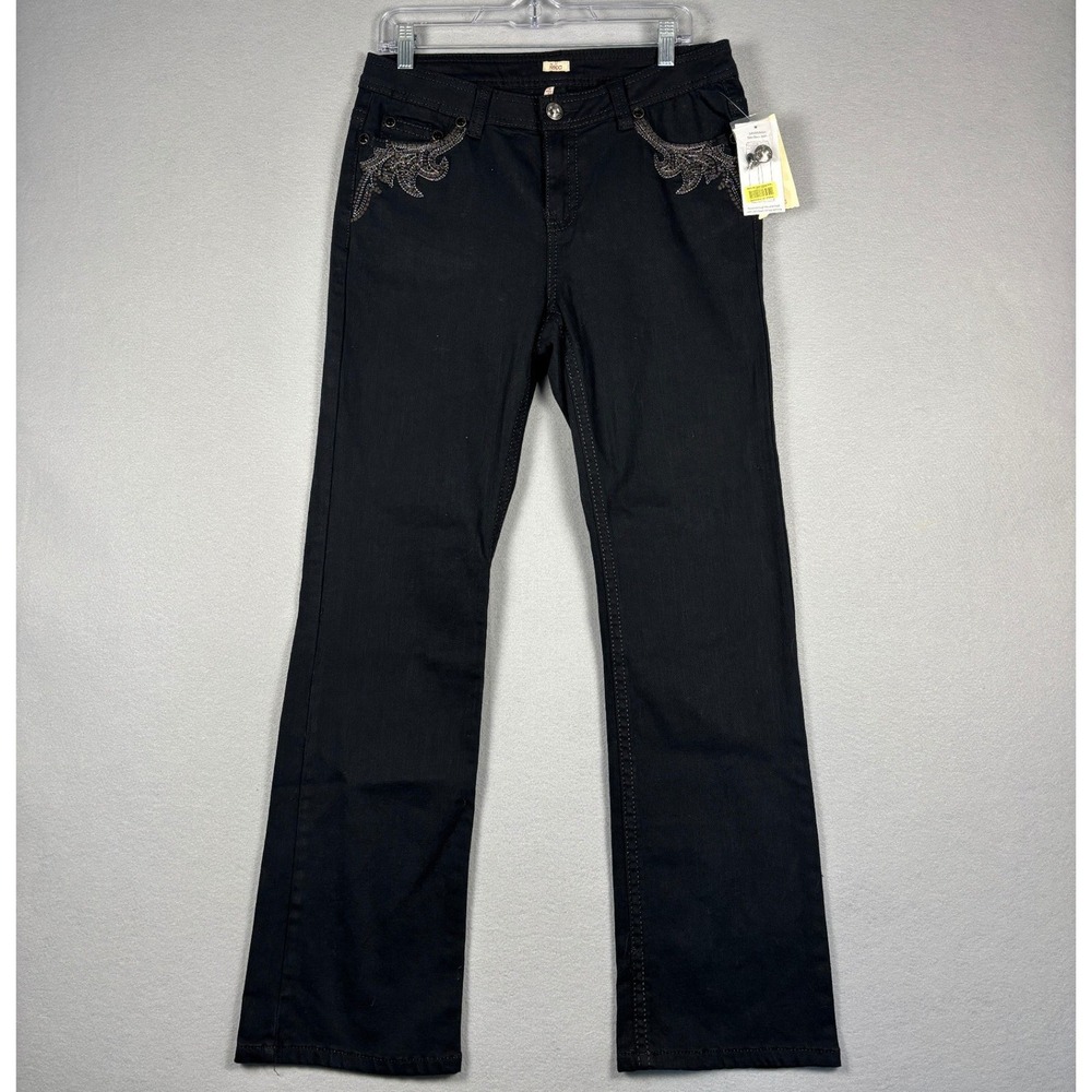 Reba Savannah Slim Boot Jean Embellished Pockets Size 10 Urban Edge Black